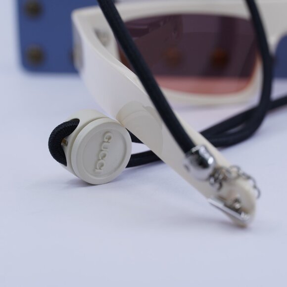 Gucci GG1634S 007 Cat Eye Sunglasses - Ivory with Black Cord/Red - Picture 9 of 11